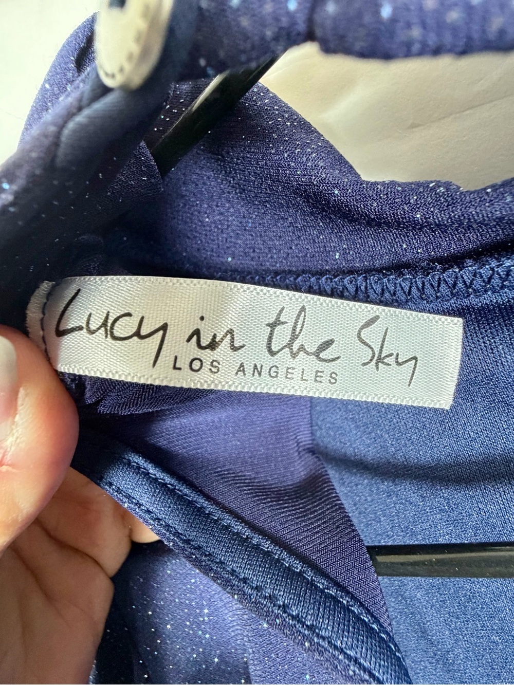 Lucy In The Sky Women’s Navy Blue Glitter Puff Sleeve Mini Dress NWOT Sz Small - Picture 2 of 11